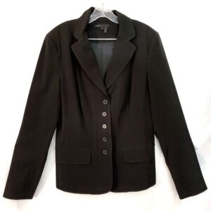 Vintage Bylyse 5-Button Black Blazer Size 12 Lined Shaped Jacket Career Academia